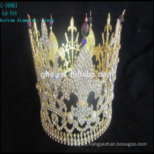 Wholesale new crown king tiara crystal beads round pageant crowns